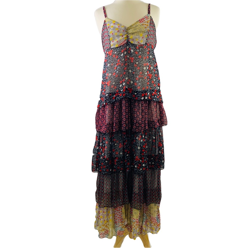 TCEC mixed print layered maxi dress